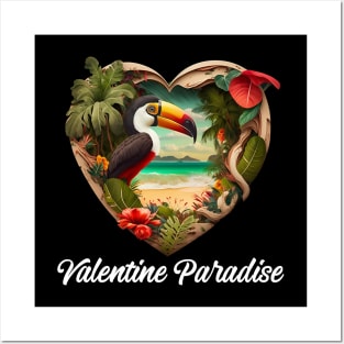 Valentine Paradise No. 4: Valentine's Day in Paradise on a Dark Background Posters and Art